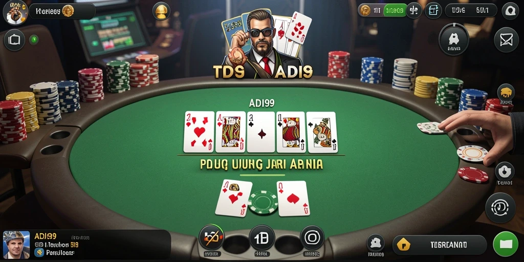 Tampilan gameplay Poker yang seru dan menegangkan di ADI99.