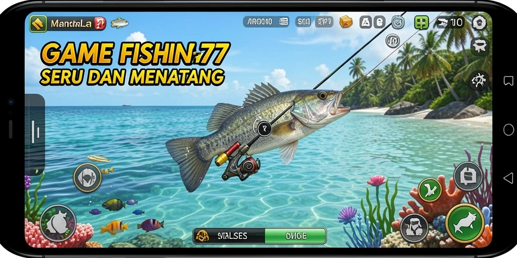 Tampilan gameplay MANDALA77 dengan aksi memancing yang seru.