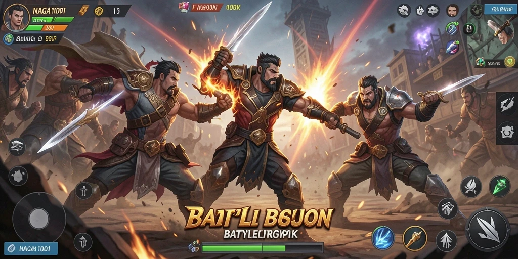 Tangkapan layar NAGA1001 menampilkan momen intens di tengah pertempuran Battle Royale.