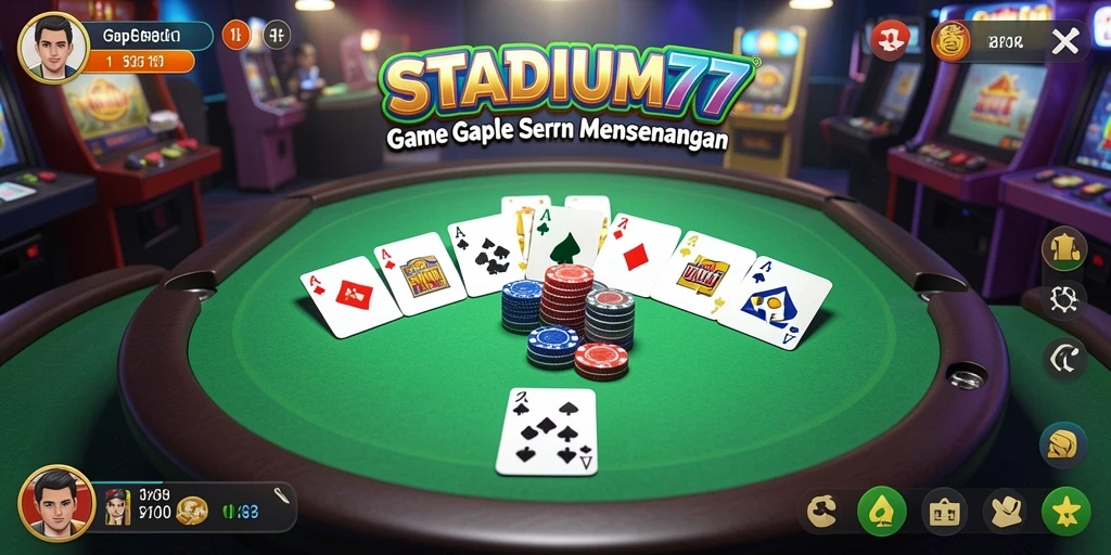 Screenshot STADIUM77 menampilkan suasana bermain Gaple yang seru.